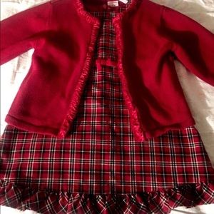 Gymboree Sleeveless Striped Dress with Burgundy Cardigan Holiday Dress